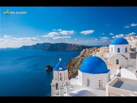 grecja - santorini - domy z białym dachem - muzyka relaksacyjna
