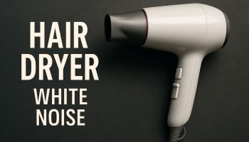 hair dryer on a black background with the inscription Hair Dryer White Noise
